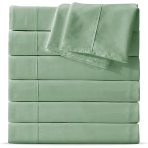 Maple&Stone Queen Flat Sheet 6 Pack,Premium Soft & Breathable,Brushed Microfiber Fabric,Anti-Shrinkage & Non-Fading,Bulk Flat Sheets Only Queen Size(Sage Green)