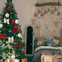 25pcs Velvet Christmas Ornaments Set, 3.15 Inch 12 Christmas Tree Balls, 12 Velvet Bows, 1 Eight Bell Jute Garland for Family Holiday Wreaths Gift Wrapping Hanging Decoration