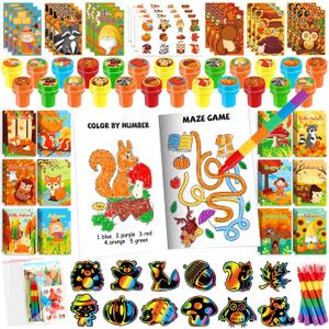BenLouis Fall Party Favors for Kids Thanksgiving Day Classroom Gifts Prize Coloring Books Set Bulk for Students Kids Autumn Pumpkin Harvest Pinata Filler Goodie Bag Stuffers Craft24Set Fall