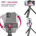 Metal Phone Tripod Mount 3 Cold Shoes & Arca Port, 360 Smartphone Tripod Adapter for iPhone 17 16 15 Cell Phone Stand Holder for Desktop Video Live Streaming Vlogging Rig