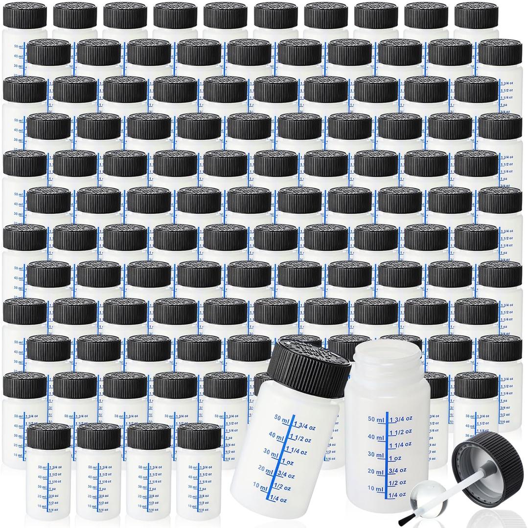 Mumufy 120 Pcs Touch up Paint Bottles with Brush and Lid Empty Touch up Bottle with Mixing Balls 2 oz Fluid Capacity Leftover Paint Container for Car Scratches Repair (Black,Blue)