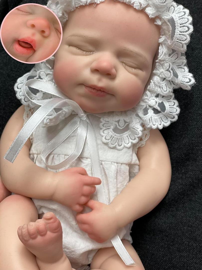 Abenduot 13inch Pascale Baby Full Body Platinum Silicone Baby Dolls Lifelike Painted Reborn Silicone Girl Dolls Kids Toys