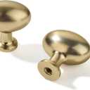 Khtumeware 6 Pack 1-3/8 in (35mm) Bronze Cabinet Knobs - Champagne Bronze & Satin Brass Oval Drawer Knobs for Dresser & Kitchen Cabinet Hardware