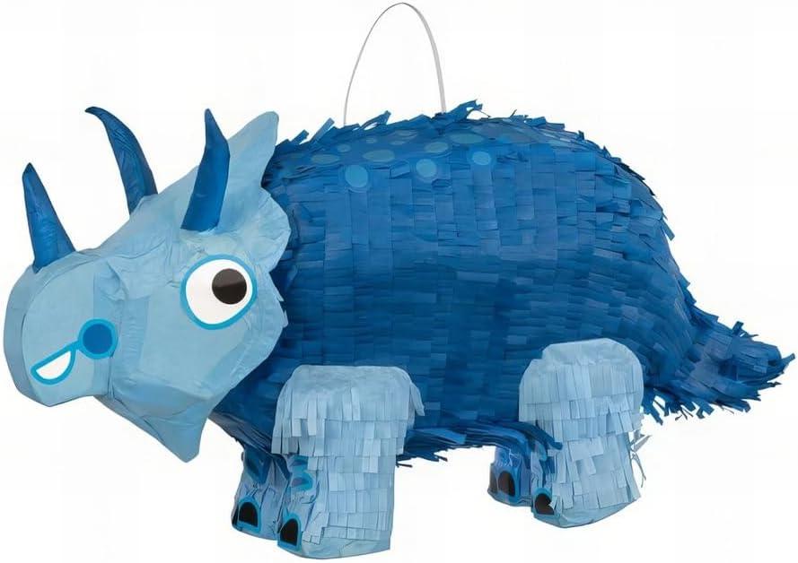 Unique Triceratops Dinosaur 3D Pinata - Unique Blue Cardboard & Paper Design - Perfect for Kids' Birthdays & Themed Parties (1 Pc.)