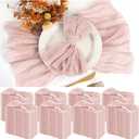 100 Pieces Cloth Napkins Pink Dinner Cheesecloth Napkins for Wedding,Wrinkled Cloth Napkins Bulk for Home Party Rustic Table Decoration, 17 x 17 Inch
