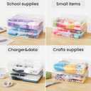 Sooez 6 Pack Pencil Box, Hard Pencil Boxes for School Supplies Bulk, Large Plastic Pencil Case with Lid, Clear Pencil Container, Stackable School Boxes Crayon Boxes Bulk for Kids