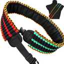 Chisisi Tactical Leather 120 Rounds Shotgun Bandolier Strap for 12/20 Gauge, Heavy Duty Shotshell Shoulder Carrier Belt, Adjustable 12 Gauge Shell Holder with Quick Release Buckle for Hunting