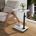 C Table End Table Adjustable Height, 360Swivel TV Tray Table for Small Spaces, Couch Tables That slide under, C Shaped Side Tables living room and bedroom for Sofa, Bed,Chair, Snack (1, White)