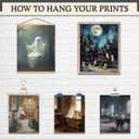 2 x LANCHI95 6 Pcs 8x10in Halloween Wall Art Prints, Vintage Posters, Cute Ghost Pictures for Bedroom Decor (UNFRAMED) (Witch 2)