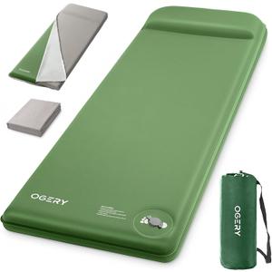 OGERY Upgraded Self-Inflating Sleeping Pad with Built-in Foot Pump & Washable Cover, 3" Memory Foam Camping Mattress, Quiet & 9.5 R-Value Insulated Sleeping Mat for Car Tent Camping