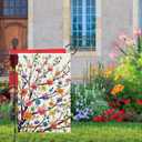 2 x Heyfibro Spring Summer Garden Flag 12x18 Double Sided Burlap, Colorful Flower Tree & Floral Yard Banner for Rustic Seasonal Outside Outdoor Decoration (ONLY FLAG)
