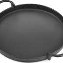 onlyfire Cast Iron Griddle with Handles for Weber Gourmet BBQ System, Fits for Weber 22" Charcoal Kettle Grills, Suitable Size Gas Grills, Range Ovens or Outdoor Cooking