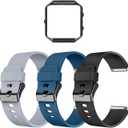 LEEFOX Compatible Blaze Bands with Frame, Sport Silicone Replacement Strap for Blaze Smart Fitness Watch Accessory Wristbands Small, Classic Gray Navy Black Bracelet w/Black Frame