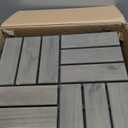 Idzo Interlocking Deck Tiles 9.6 SQFT - 10PCS Waterproof Acacia Wood Patio Tiles, Flooring Tiles for Indoor and Outdoor - 12 Slats Decking Checker Pattern, 11.81 x 11.81 x 0.91 Inches, Gray