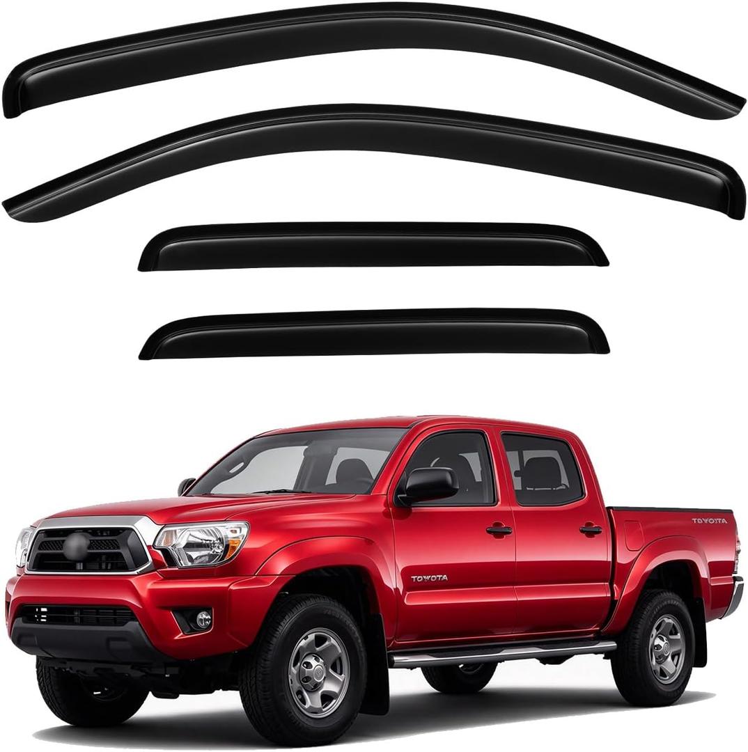 Rain Guards Window Visor for 2005-2023 Toyota Tacoma Double Cab Out-Channel