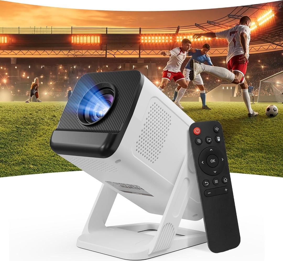 Mini Projector for Bedroom & Outdoor, Smart Phone Control App, Android 14 Portable Proyector, 1080P with 4K Support, WiFi 6 Bluetooth 5.4, 210, Auto Keystone, 40-100" Short Throw Movie Projector