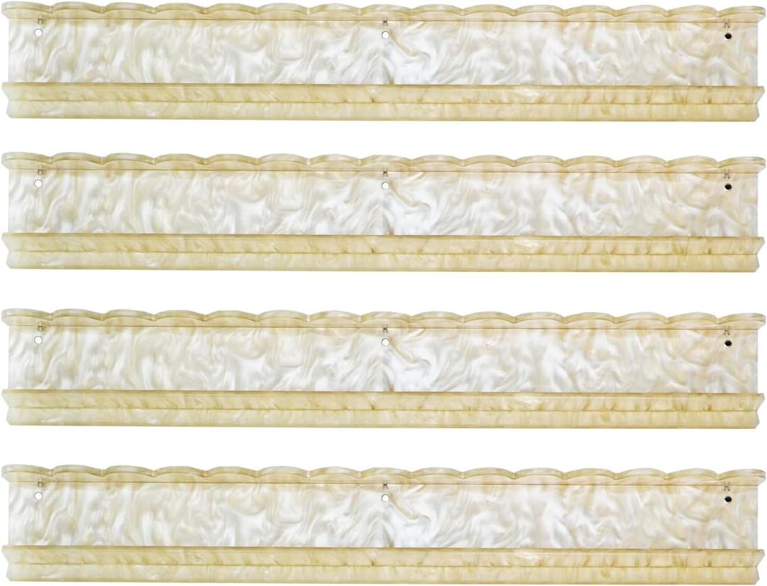 Mahjong Racks with Magnetic Pushers, 4 Pack Acrylic American Mahjong Tile Racks with Scalloped Wave Edge Pusher, 20 Inch Glossy Tile Holders for Mahjong Lovers