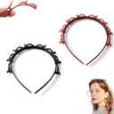 Bangs Hairstyle Hairpin Headband With Clips, Double Layer Twist Plait Hairband, Professional Weave Bangs Clip, Toothed Braid Tool Hair Clip for Women (Black, Brown)