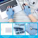 Giegxin 3 Pairs USB Heated Gloves for Women and Men Winter Hand Warmers Heating Mitten Full & Half Fingerless Heated Gloves Christmas Birthday Gift for Aldult Indoor Outdoor, Blue Black and Grey