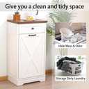 13 Gallons Tilt Out Trash Cabinet with Drawer, Vintage White