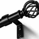 Curtain Rods for Windows 48-90 Inch(4-7.5Ft), Matte Black Decorative Curtain Rod Adjustable, Heavy Duty 1 Inch Drapery Rod for Living Room Bedroom Kitchen