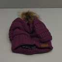 Durio Satin Lined Beanie Pom Pom Satin Lined Winter Hats for Women Warm Beanie Hats for Women Thick Womens Winter Hats (One Size, Purple)