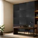 Art3d 6-Pack Acoustic Wood Slat Panel & Ceiling Tile, 2 x 2 ft, Blackwood