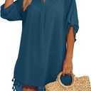 Yincro Women Swimsuit Cover Up Shirt 2026 Tassel Beach Bathing Suit for Swimwear Bikini Dress M