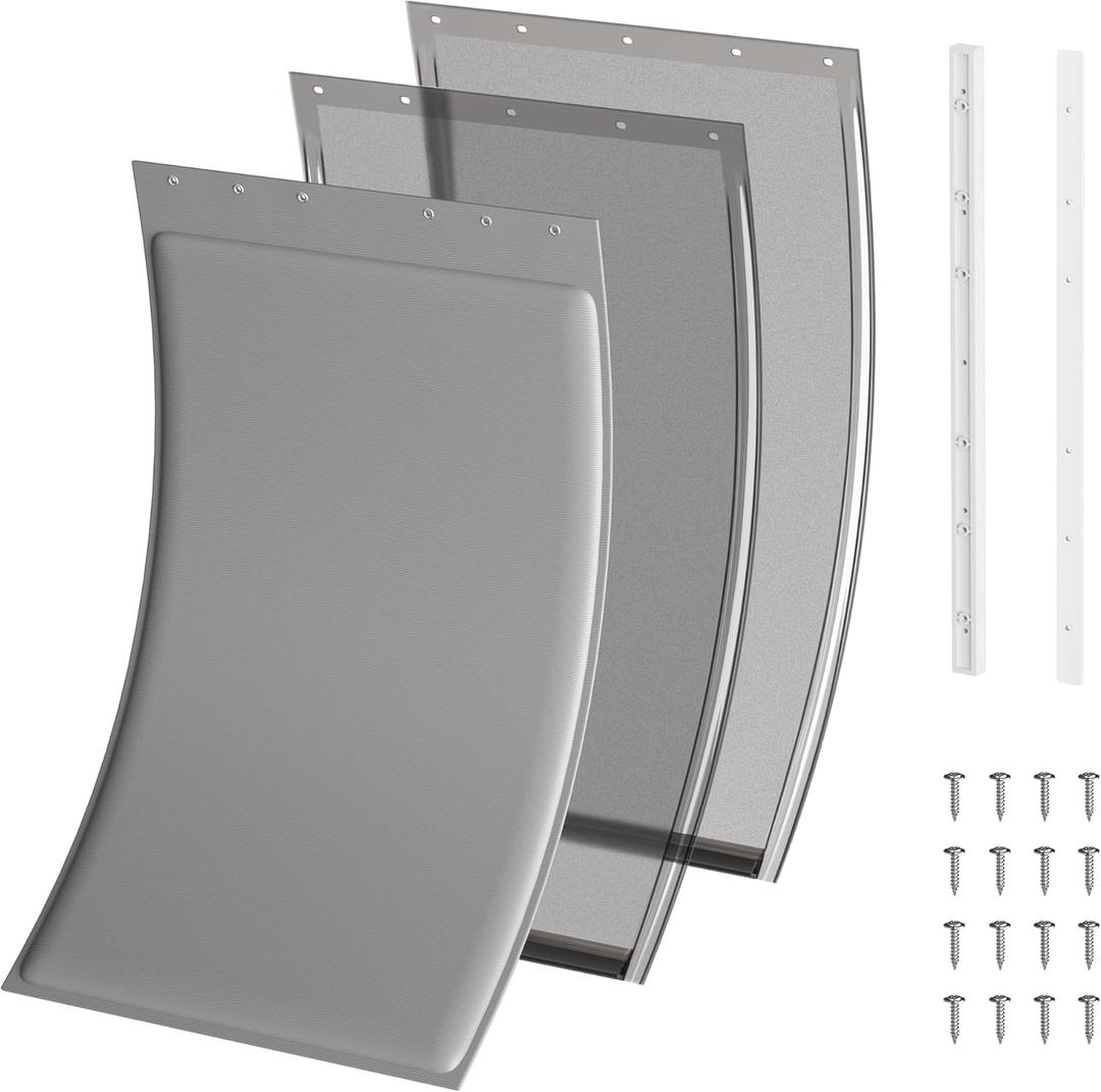 3-Flap Large Dog Door Replacement Insulated Flap with Clamp, Back Plate and Screws, Compatible with Large PetSafe Extreme Weather Aluminum Pet Door, PAC11-11039 10 1/8" X 16 7/8" (Smoky Translucent) 3-Flap Large Dog Door Replacement Insulated Flap with Clamp, Back Plate and Screws, Compatible with Large PetSafe Extreme Weather Aluminum Pet Door, PAC11-11039 10 1/8" X 16 7/8" (Smoky Translucent)