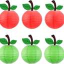 Chinese Cartoon Apple Paper Lanterns - Cute Fruit Hanging Decor for Birthday, Back to School, Classroom, Party, Festival and Home Decoration (10-Pack, 10 Inch, Red/Green)