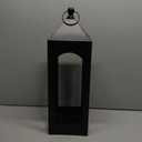 Modern Farmhouse Lantern Decor, Black Metal Decorative Hanging Candle Lanterns Ideal for Home Decor, Parties & Events, 21.2" High (No Glass Panel) (Large)