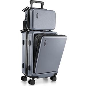 TRAVELARIM 20 Inch Carry On Luggage 22x14x9 Airline Approved, Carry On Suitcase with Wheels, Hard-shell Carry-on Luggage, Durable Luggage Carry-On, Grey Small Suitcase with Cosmetic Case
