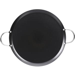 IMUSA 11in Carbon Steel Nonstick Round Comal with Metal Handles, Black