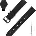 Rubber 23mm Watch Bands Compatible Fit for Citizen Eco-Drive E168 B740 B741-S066450 BJ2110 BJ2111 BJ2115 BJ2117 BJ2118 BJ2119 BN0085 BN0088 Replacement Silicone Watch Strap Wirstband Bracelet with Deployment Buckle For Men and Women