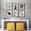 2 x Whaline 6Pcs Halloween Canvas Wall Art Prints Vintage Newspaper Style Skeleton Bat Art Poster Spooky Gothic Wall Decor for Gallery Living Room Bedroom (UNFRAMED 8 x 10in)