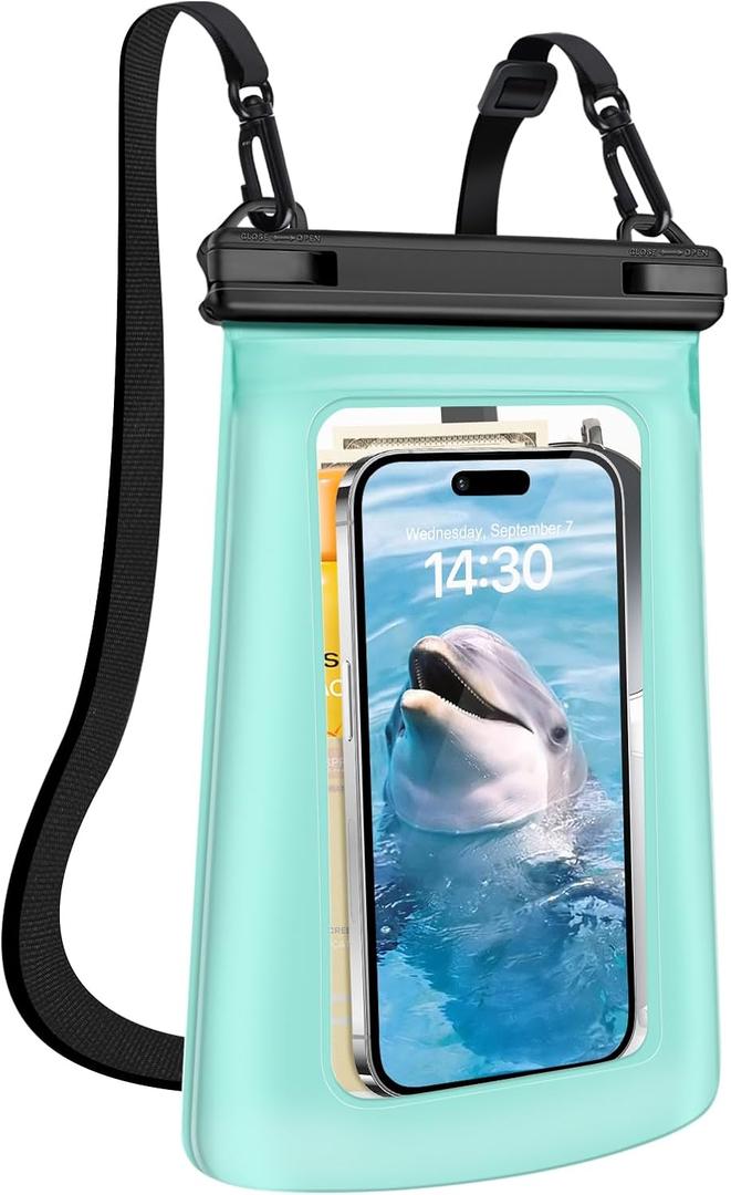 Jzocon Waterproof Phone Pouch for Phone, Floating Large Capacity Dry Bag Stores Sunscreen, Sunglasses, Waterproof Bag for Beach, Swimming, Kayaking for iPhone 16 15 14 11 Pro Max & Galaxy S24 S21