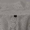 2 Piece, White Lace Short Sleeve Shirt and Shorts, Large
