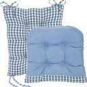 Klear Vu The Gripper Non-Slip Rocking Chair Cushion Set with Thick Padding, Includes Seat Pad & Back Pillow with Ties for Indoor Living Room Rocker, 17x17 Inches, 2 Piece Set, Wedgewood