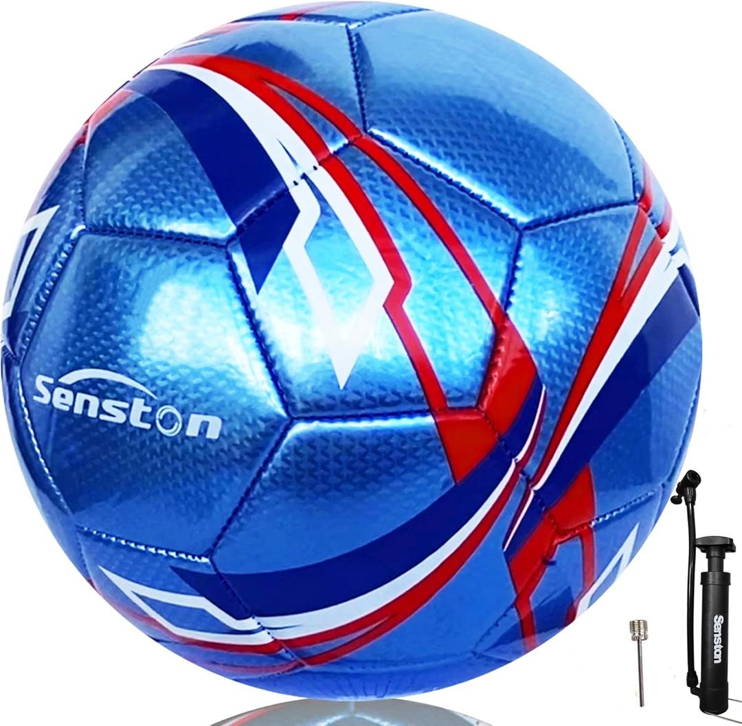 Senston Soccer Ball Size 3 & Size 4 & Size 5 for Kids and Adult Official Match Training Soccer Ball with Pump (blue)