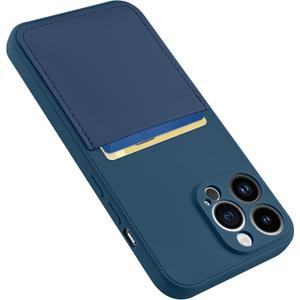 Design for iPhone 13 Pro Max Case with Card Holder for Women Men Soft Liquid Silicone Cover [Microfiber Lining] Full Camera Protection Shockproof Slim for iPhone 13 Pro Max Case Wallet Blue