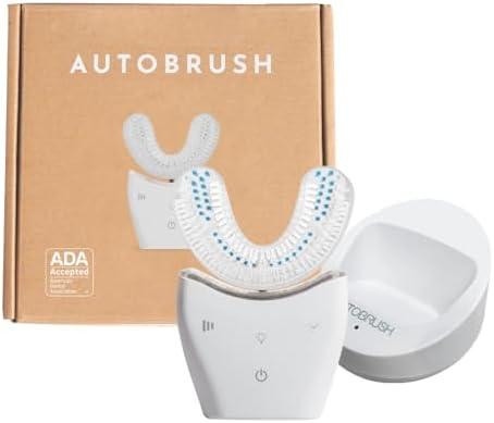 autobrush Sonic Pro U Shaped Adult Electric Toothbrush with Unique 360° Nylon Bristles, 3 Cleaning Modes, Ultrasonic LED Light Therapy, Rechargeable, Waterproof (Double-Sided, White)