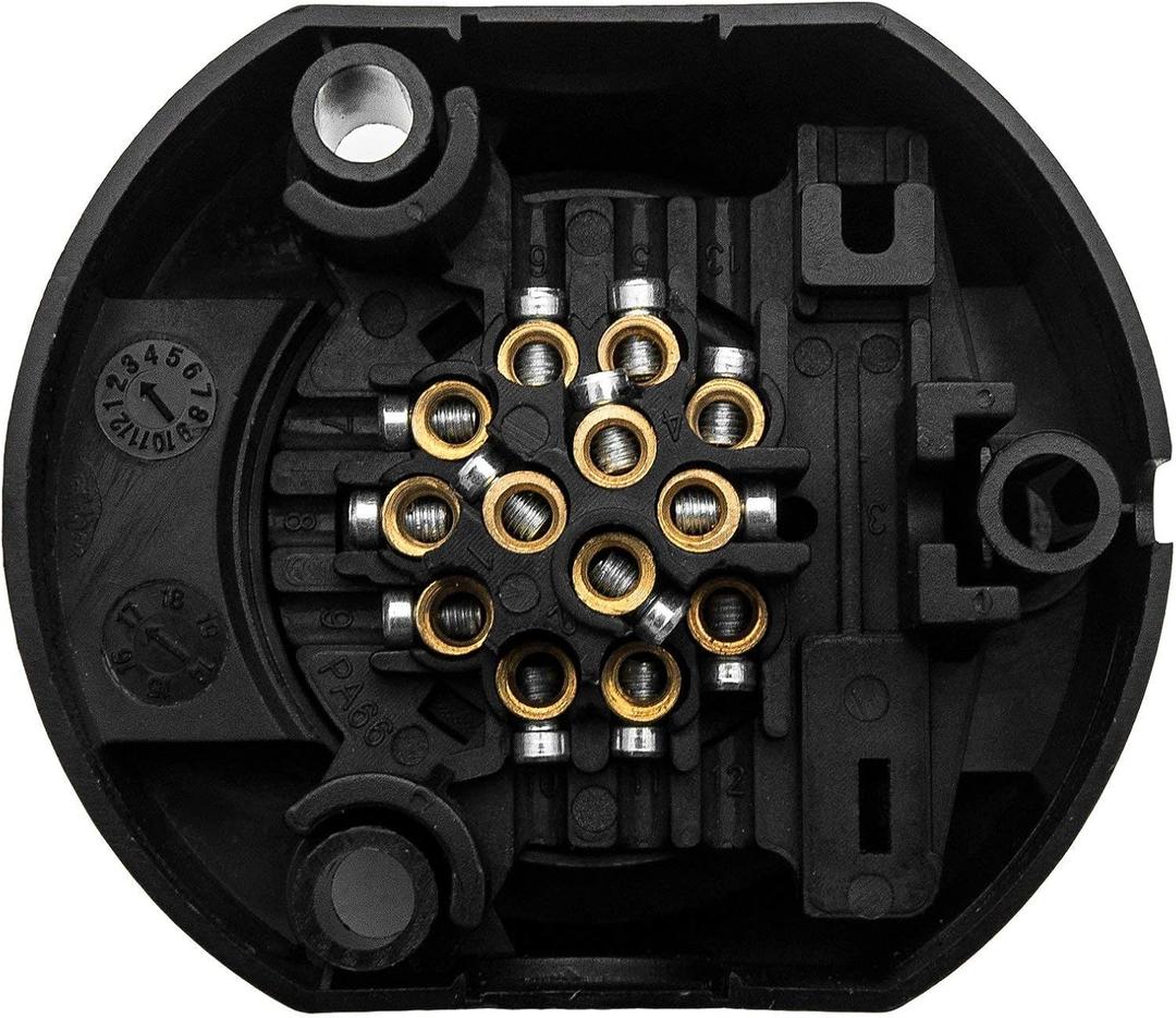 Trailer Socket Converter 12V 13pin Towing Socket Caravan Trailer Electrics Plug Adapter Suitable for European Standard Trailer Engineering Plastic housing Black