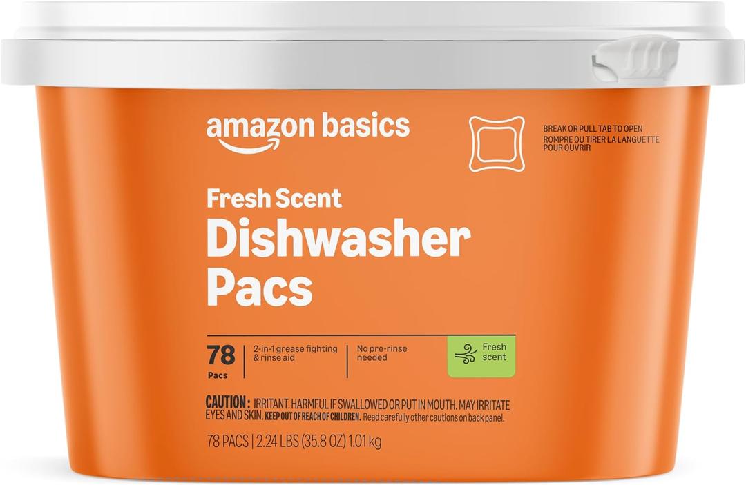 Amazon Basics Dishwasher Detergent Pacs, Fresh Scent, 78 Count
