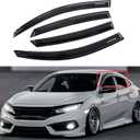 Rain Guards Side Window Visor Vent Outside Mount, 4PCS Fits for Honda Civic 4 Door Sedan 2016 2017 2018 2019 2020 2021 Model Only