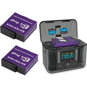 Insta 360 Ace Pro 2 Battery and Charger for Insta360 Ace Pro 2, 1840mAh Battery (2 Pack) and Intelligent OLED Display Dual Channel Fast Charging Case Hub for Insta 360 Ace Pro 2 Accessories