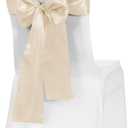 Obstal 50 PCS Satin Chair Sashes Bows for Wedding Reception- Universal Chair Cover Back Tie Supplies for Banquet, Party, Hotel Event Decorations (Champagne)