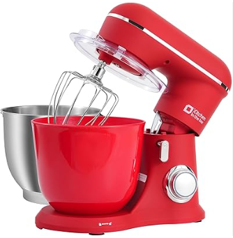 Kitchen in the box Stand Mixer, 5QT+4.5QT Two bowls Electric Food Mixer, 10 Speeds 3IN1 Kitchen Mixer for Daily Use with Egg Whisk,Dough Hook,Flat Beater (Frost White, 5QT)