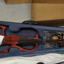 Electric Violin, 4/4 Full Size Solid Silent Fiddle with Ebony Fittings, Silent Electric Violin Kit for Beginner Students (Mahogany)