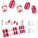 2 x Lavinda Christmas Semi Cured Gel Nail Strips, 20 Pcs Nails Stickers with Santa & Snowflake, Long-Lasting UV Gel Stickers, Easy to Apply for Home Nails DIY with 2 Prep Pads & Stick and 1 File (Snowpine)