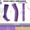 Tradder 1 Pair of Youth Softball Baseball Socks Baseball Belt and Arm Sleeve Combo for Men Boy Girl Football Sports Gift Set(Purple) (Purple)